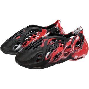 Men's Lightweight Foam Runner Non Slip Cloud Slides Black Red Sandal Shoes